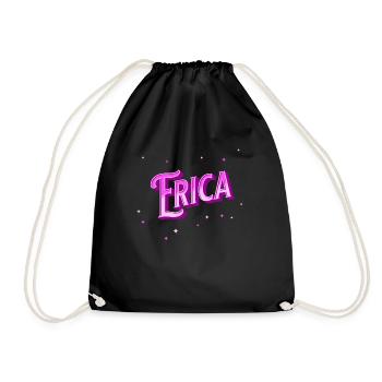 Erica Namen personalisiert - Turnbeutel - Schwarz - Vorne