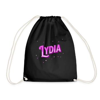 Lydia Namen personalisiert - Turnbeutel - Schwarz - Vorne