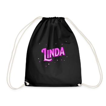 Linda Namen personalisiert - Turnbeutel - Schwarz - Vorne
