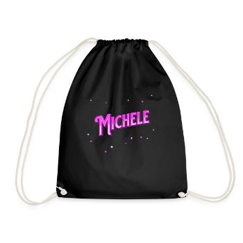 Michele Namen personalisiert - Turnbeutel - Schwarz - Vorne