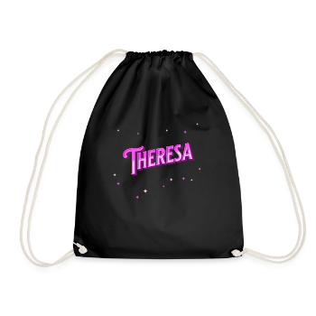 Theresa Namen personalisiert - Turnbeutel - Schwarz - Vorne