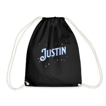 Justin Namen personalisiert - Turnbeutel - Schwarz - Vorne