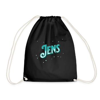 Jens Namen personalisiert - Turnbeutel - Schwarz - Vorne