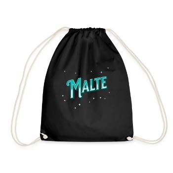 Malte Namen personalisiert - Turnbeutel - Schwarz - Vorne