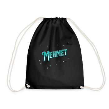 Mehmet Namen personalisiert - Turnbeutel - Schwarz - Vorne
