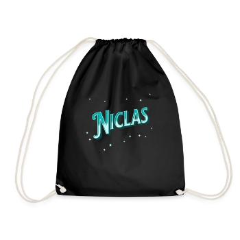 Niclas Namen personalisiert - Turnbeutel - Schwarz - Vorne