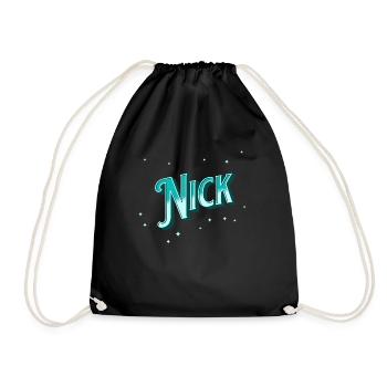 Nick Namen personalisiert - Turnbeutel - Schwarz - Vorne