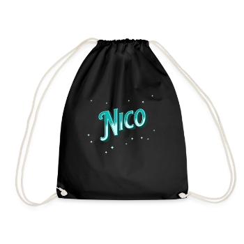 Nico name personalized - Drawstring Bag - black - Front