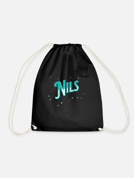 Nils Namen personalisiert - Turnbeutel - Schwarz