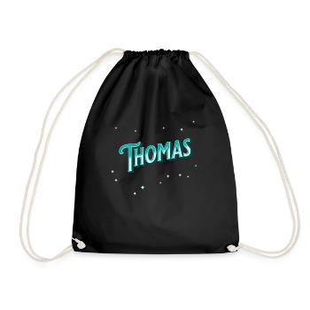 Thomas Namen personalisiert - Turnbeutel - Schwarz - Vorne