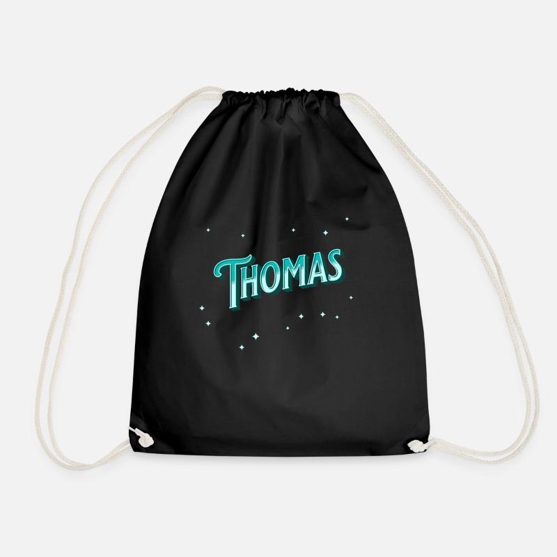 Thomas' name personalized - Drawstring Bag - black