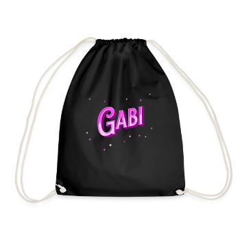 Gabi Namen personalisiert - Turnbeutel - Schwarz - Vorne