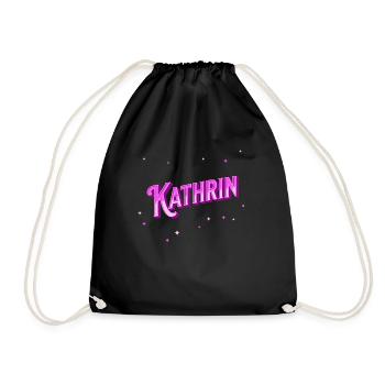 Kathrin's name personalized - Drawstring Bag - black - Front