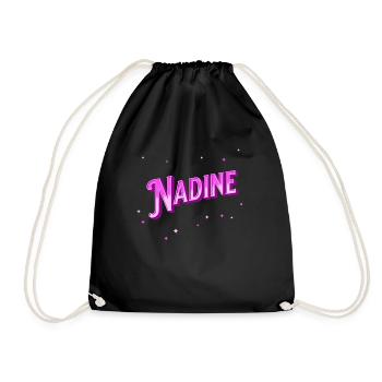Nadine Namen personalisiert - Turnbeutel - Schwarz - Vorne