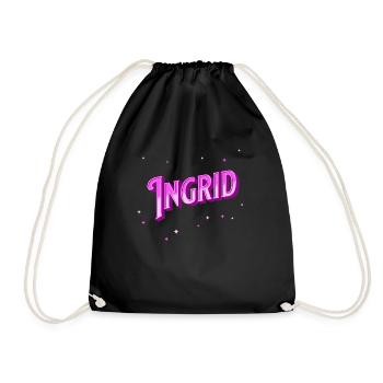 Ingrid Namen personalisiert - Turnbeutel - Schwarz - Vorne