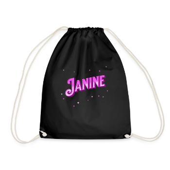 Janine name personalized - Drawstring Bag - black - Front
