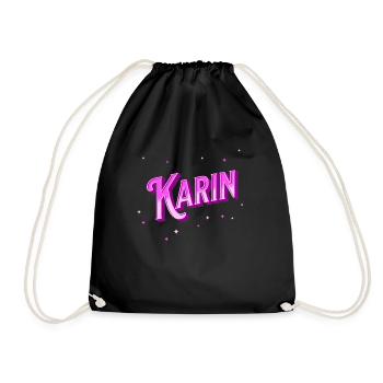 Karin's name personalized - Drawstring Bag - black - Front