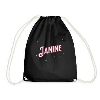 Janine name personalized - Drawstring Bag - black - Front