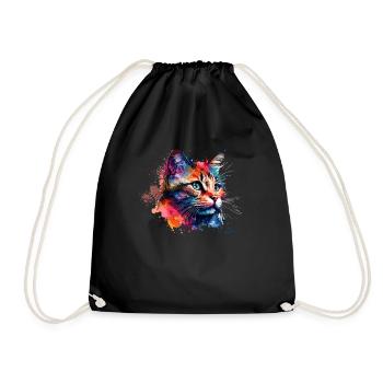 Mignon petit chat Pour les amoureux des chats Coloré - Sac de sport léger - noir - Devant