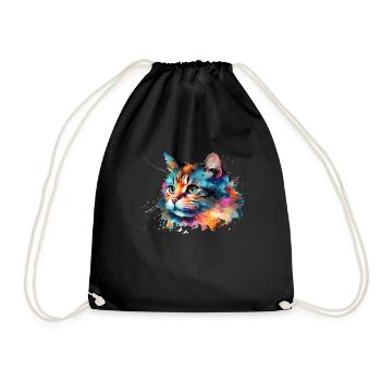 Mignon petit chat Pour les amoureux des chats Coloré - Sac de sport léger - noir - Devant