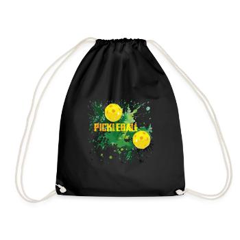 Pickleball Outdoor Game for Men and Women - Drawstring Bag - black - Front