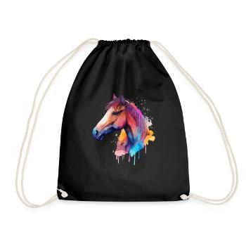 Joli cheval pour les amoureux des chevaux Coloré - Sac de sport léger - noir - Devant