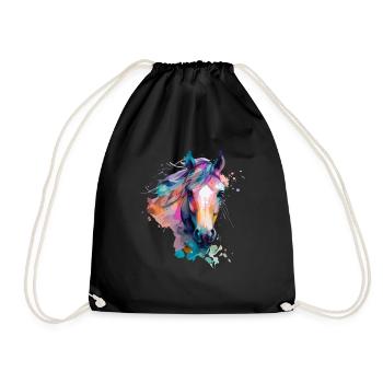 Joli cheval pour les amoureux des chevaux Coloré - Sac de sport léger - noir - Devant