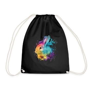 Cute little rabbit For rabbit lovers Colorful - Drawstring Bag - black - Front