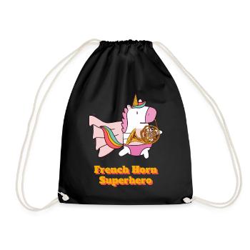 Unicorn French Horn Superhero - Turnbeutel - Schwarz - Vorne
