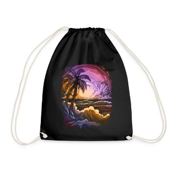 Coucher de soleil Palmiers de mer Vacances d’été - Sac de sport léger - noir - Devant