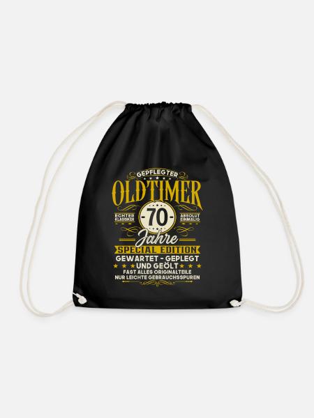 70 Geburtstag Geschenk Oldtimer 70 Jahre - Turnbeutel - Schwarz