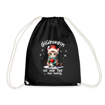 Weihnachtsmarkt witzige Glühwein trinken Sprüche - Turnbeutel - Schwarz - Vorne