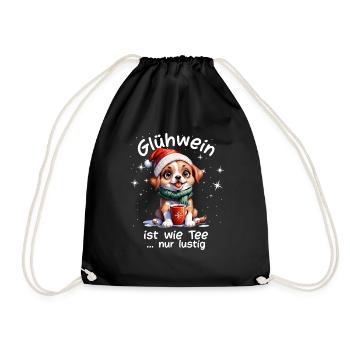 Weihnachtsmarkt witzige Glühwein trinken Sprüche - Turnbeutel - Schwarz - Vorne