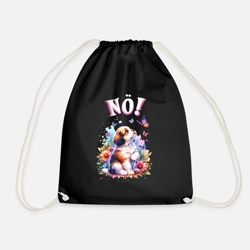 Dog funny saying nope! for dog lovers - Drawstring Bag - black