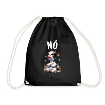 Cow Saying Nope for Boys and Girls - Drawstring Bag - black - Front