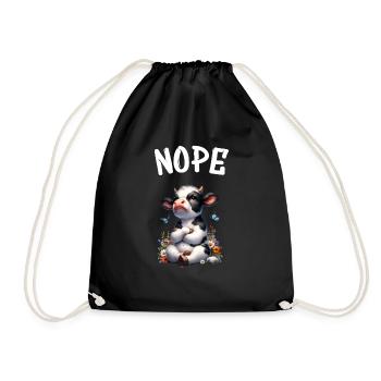 Cow Saying Nope for Boys and Girls - Drawstring Bag - black - Front