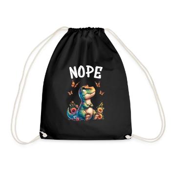 Dinosaur Saying Nope for Boys and Girls - Drawstring Bag - black - Front