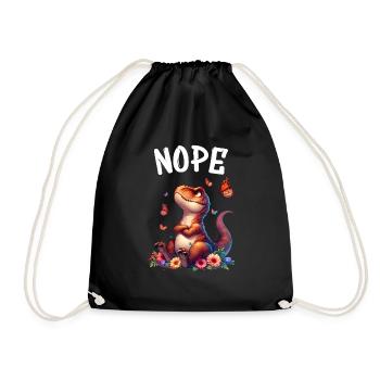 Dinosaur Saying Nope for Boys and Girls - Drawstring Bag - black - Front