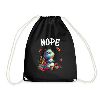 Dinosaur Saying Nope for Boys and Girls - Drawstring Bag - black - Front