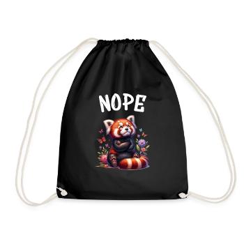 Red Panda Funny Saying Nope Fire Fox - Drawstring Bag - black - Front