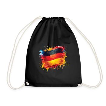 Fahne Deutschland Flagge für Sport Fan - Turnbeutel - Schwarz - Vorne