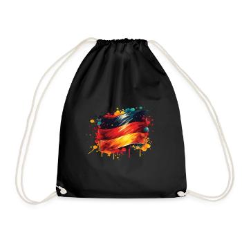Fahne Deutschland Flagge für Sport Fan - Turnbeutel - Schwarz - Vorne