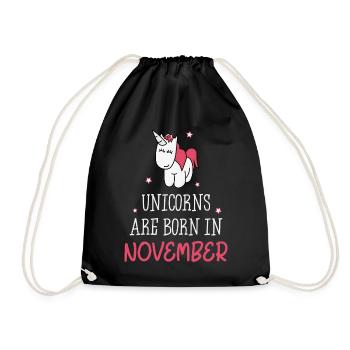 Unicorns are born in November - Turnbeutel - Schwarz - Vorne