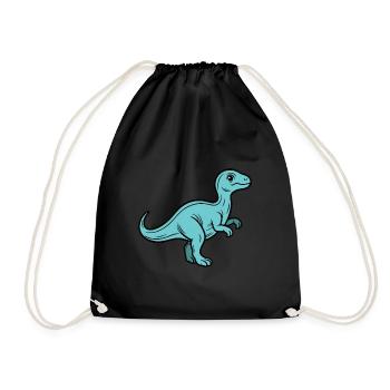 Blue Baby Dino - Dinosaur for Kids - Drawstring Bag - black - Front