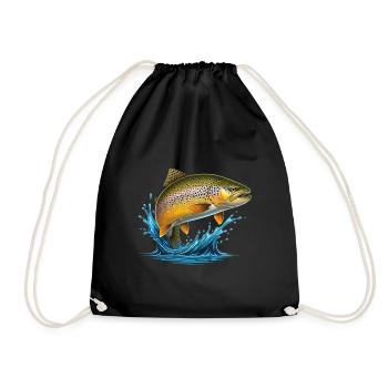 Brown trout Trout Char Fishing Fly fishing - Drawstring Bag - black - Front