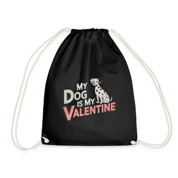 My Dog Is My Valentine | Dalmatian Valentine's Day - Drawstring Bag - black - Front