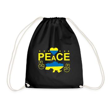 Love Peace Free Ukraine Flag - Drawstring Bag - black - Front