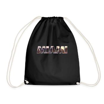 MIAMI USA Skyline Schriftzug Geschenk - Turnbeutel - Schwarz - Vorne