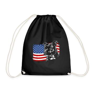Staffordshire Bull Terrier America Flag Dogs - Drawstring Bag - black - Front