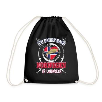 Cooler Spruch "Ich fahre nach Norwegen" Geschenk - Turnbeutel - Schwarz - Vorne